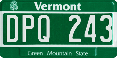 VT license plate DPQ243