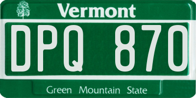 VT license plate DPQ870