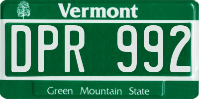 VT license plate DPR992
