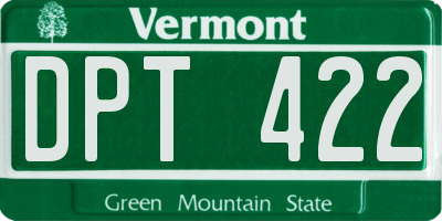 VT license plate DPT422
