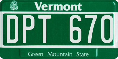 VT license plate DPT670