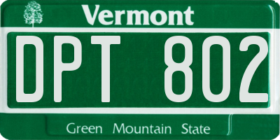 VT license plate DPT802
