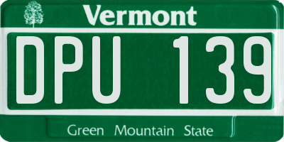 VT license plate DPU139