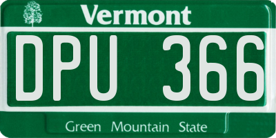 VT license plate DPU366