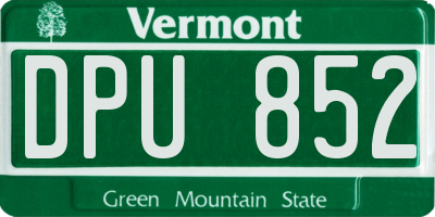 VT license plate DPU852