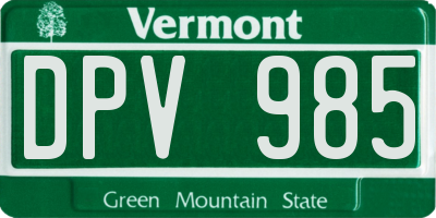 VT license plate DPV985