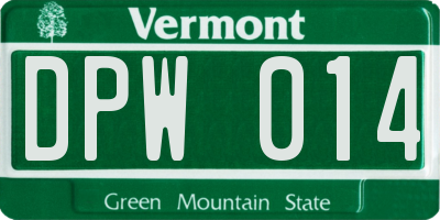 VT license plate DPW014