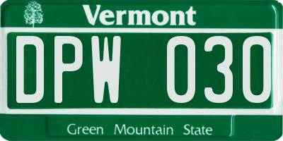 VT license plate DPW030