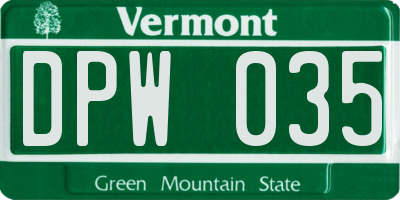 VT license plate DPW035