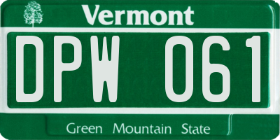 VT license plate DPW061