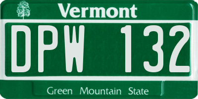 VT license plate DPW132