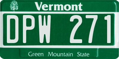 VT license plate DPW271