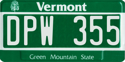 VT license plate DPW355