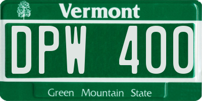 VT license plate DPW400