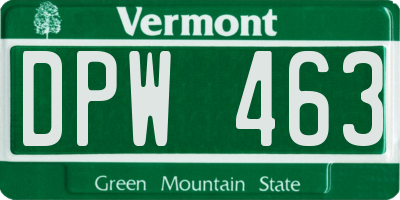VT license plate DPW463