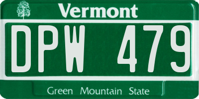 VT license plate DPW479