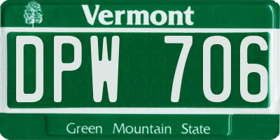 VT license plate DPW706