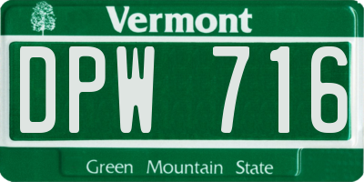 VT license plate DPW716
