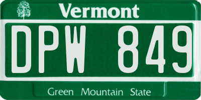 VT license plate DPW849