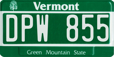 VT license plate DPW855