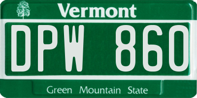 VT license plate DPW860
