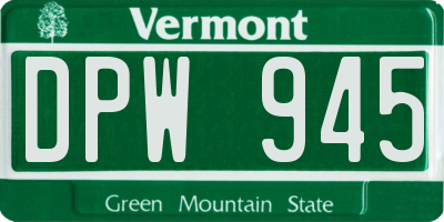 VT license plate DPW945