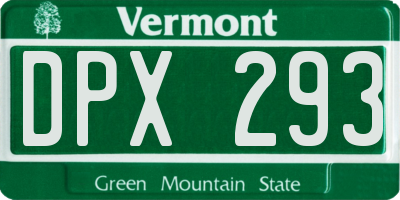 VT license plate DPX293