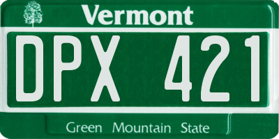 VT license plate DPX421
