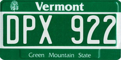 VT license plate DPX922