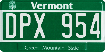 VT license plate DPX954