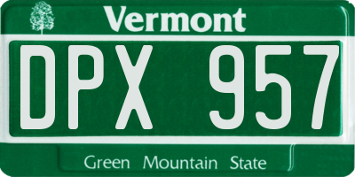 VT license plate DPX957