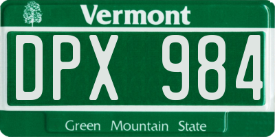 VT license plate DPX984