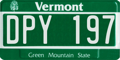 VT license plate DPY197