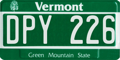 VT license plate DPY226
