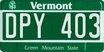 VT license plate DPY403