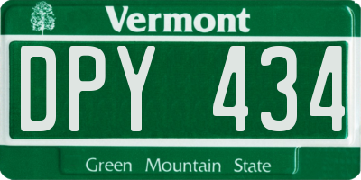 VT license plate DPY434