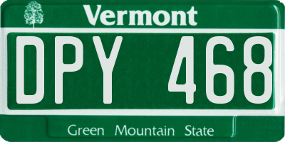 VT license plate DPY468