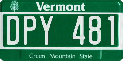 VT license plate DPY481