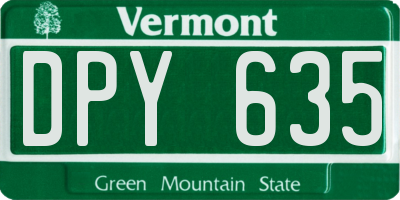 VT license plate DPY635