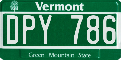 VT license plate DPY786