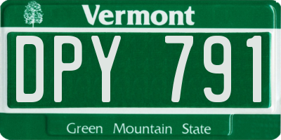 VT license plate DPY791