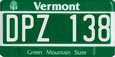VT license plate DPZ138
