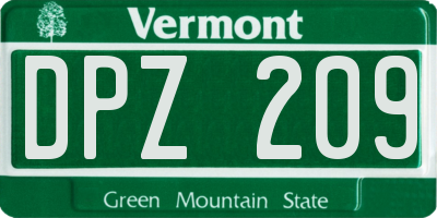 VT license plate DPZ209