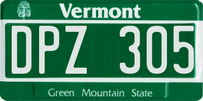VT license plate DPZ305