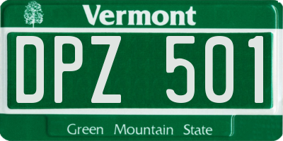 VT license plate DPZ501