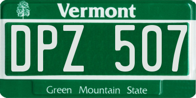 VT license plate DPZ507