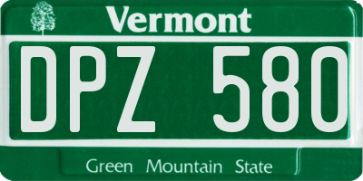 VT license plate DPZ580