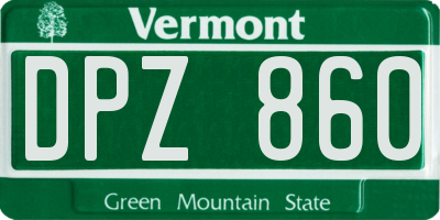 VT license plate DPZ860