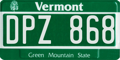 VT license plate DPZ868