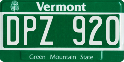 VT license plate DPZ920